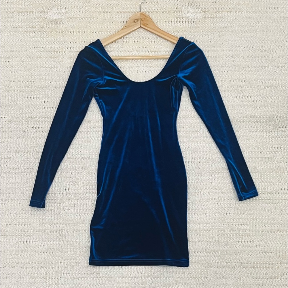 American Apparel Blue Long Sleeve Bodycon Dress